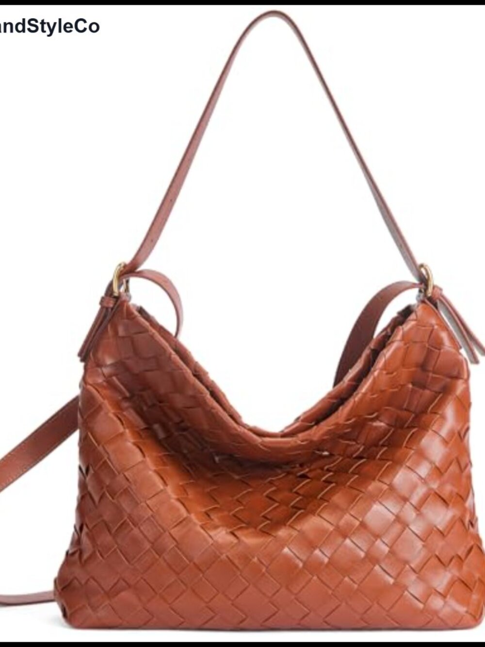 Large Woven Vegan Leather Handbag Shoulder Crossbody Zipper Lightweight
